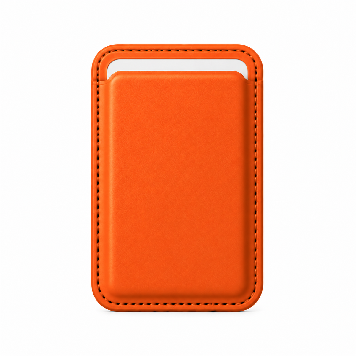 MagSafe Kartenetui aus Kunstleder in Orange – Vorderseite