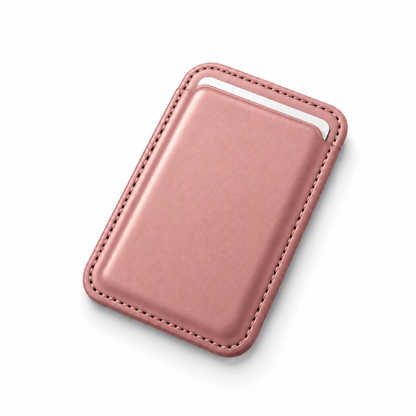 MagSafe Kartenetui aus Kunstleder in Rosa – Schrägansicht