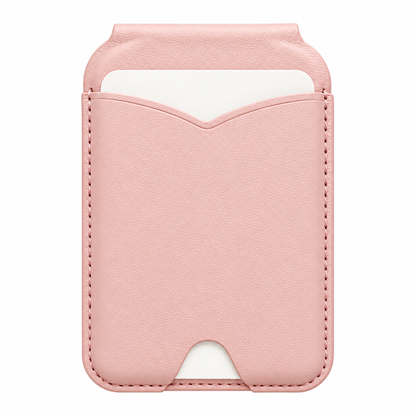 MagSafe Kartenhalter mit Spiegel in Rosa – Vorderansicht