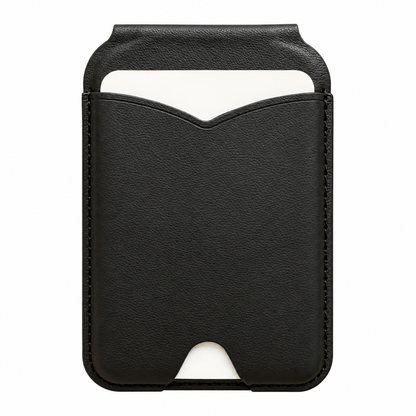 MagSafe Kartenhalter mit Spiegel in Schwarz – Vorderansicht