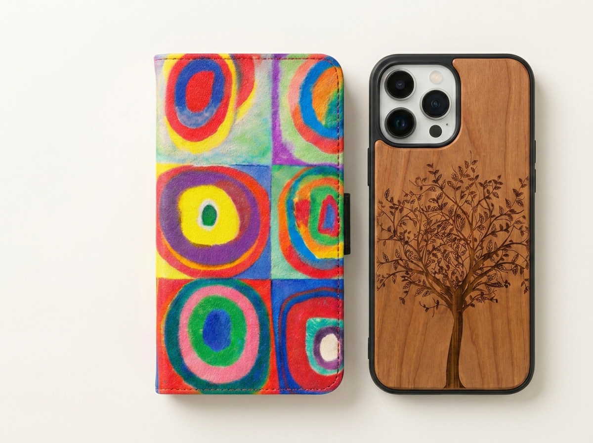 Eden Holzcase und Kandinsky Victor Case zentriert vor hellem Hintergrund, 4:3