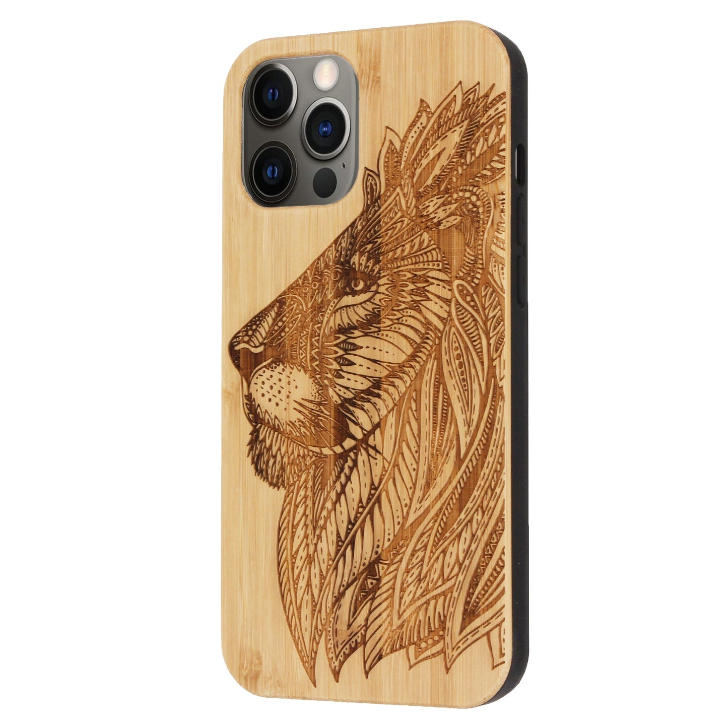 Coque en bambou Lion Eden pour iPhone 12/12 Pro