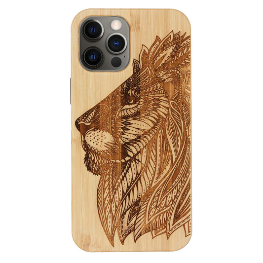 Coque en bambou Lion Eden pour iPhone 12/12 Pro