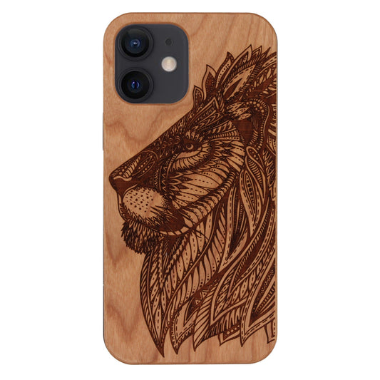 Coque Eden Lion en bois de cerisier pour iPhone 12 Mini
