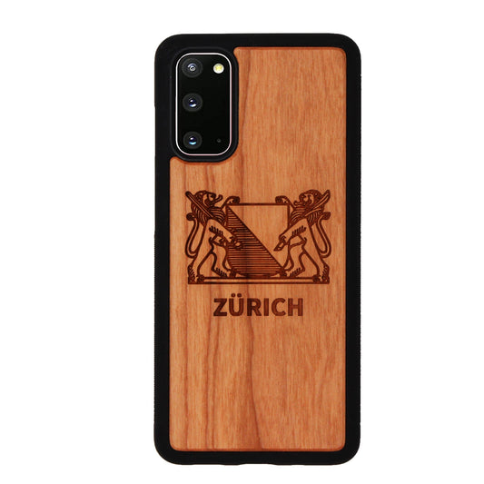 Coque Eden armoiries de Zurich en bois de cerisier pour Samsung Galaxy S20