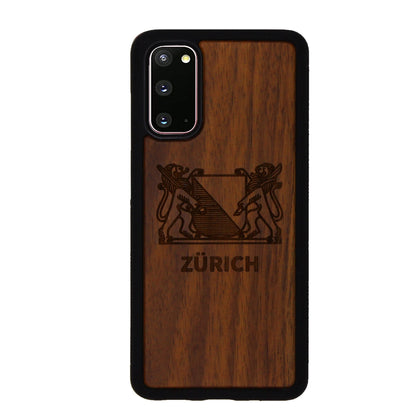 Coque Eden Armoiries de Zurich en bois de noyer pour Samsung Galaxy S20