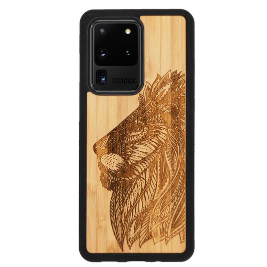 Coque en bambou Lion Eden pour Samsung Galaxy S20 Ultra 
