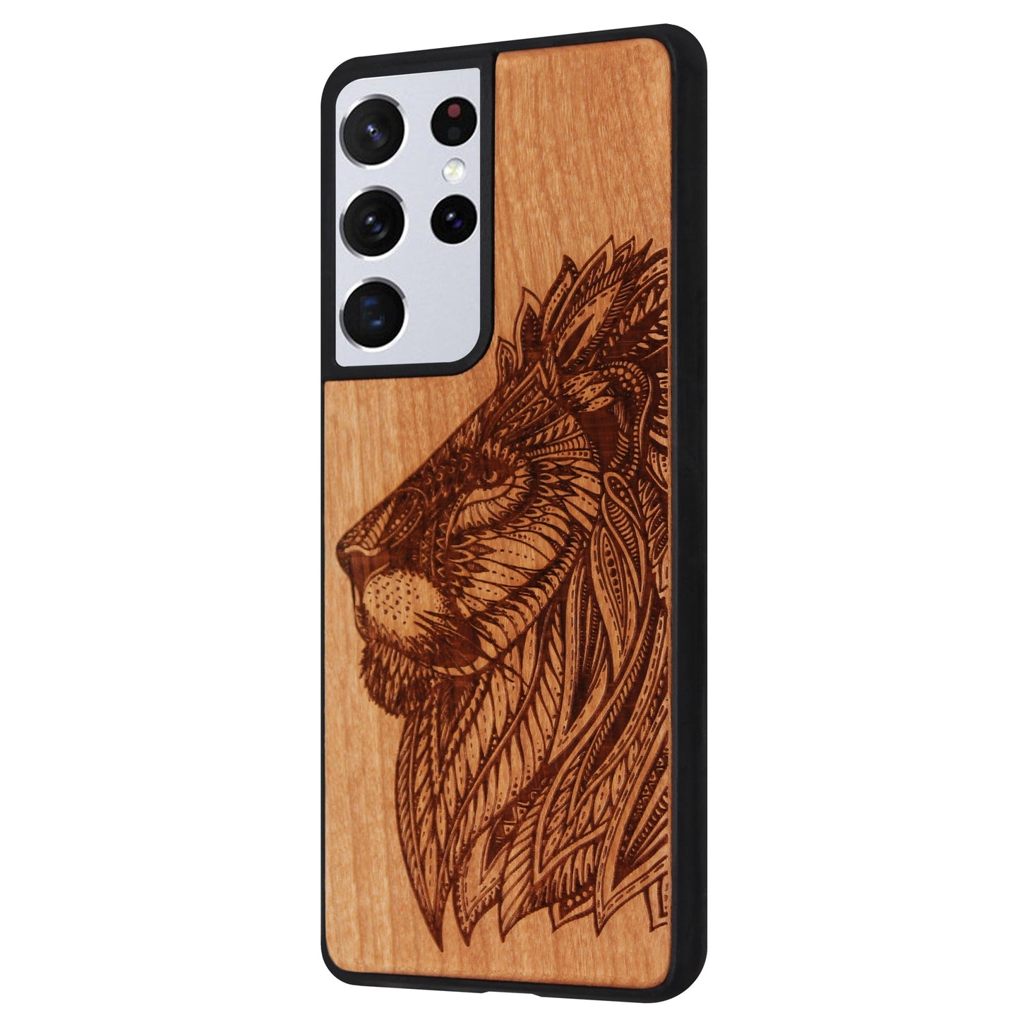 Coque Eden lion en bois de cerisier pour Samsung Galaxy S21 Ultra
