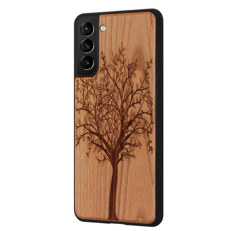 Tree of Life Eden case made of cherry wood for Samsung Galaxy S21