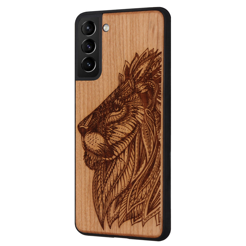 Eden Lion case made of cherry wood for Samsung Galaxy S21