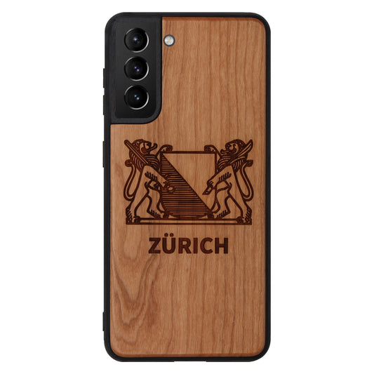 Zurich coat of arms Eden case made of cherry wood for Samsung Galaxy S21 Plus
