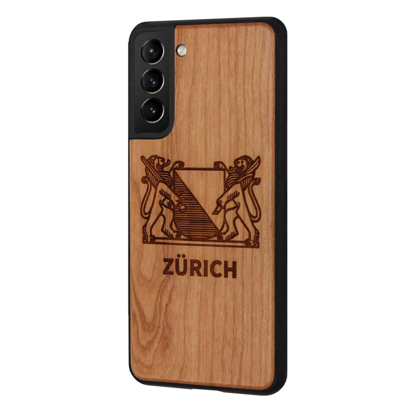 Coque Eden armoiries de Zurich en bois de cerisier pour Samsung Galaxy S21