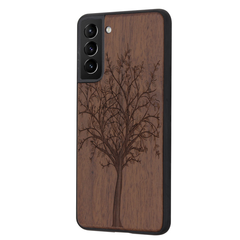 Tree of Life Eden case made of walnut wood for Samsung Galaxy S21