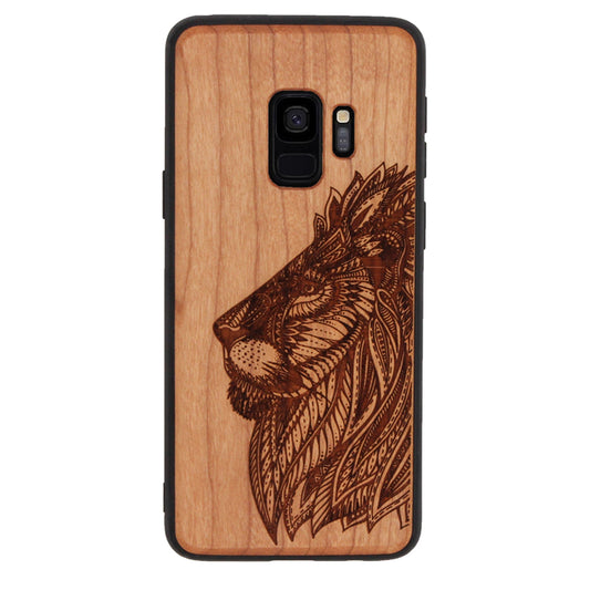 Coque Eden Lion en bois de cerisier pour Samsung Galaxy S9