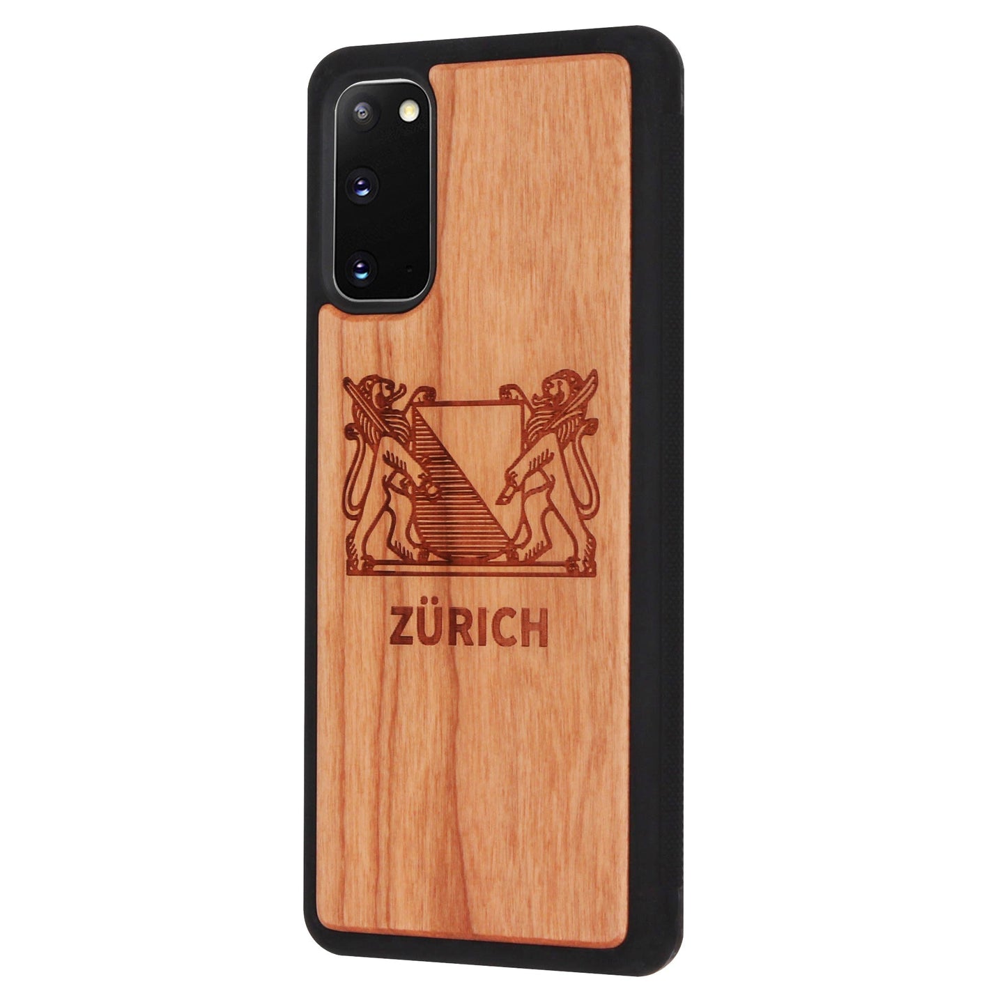Coque Eden armoiries de Zurich en bois de cerisier pour Samsung Galaxy S20