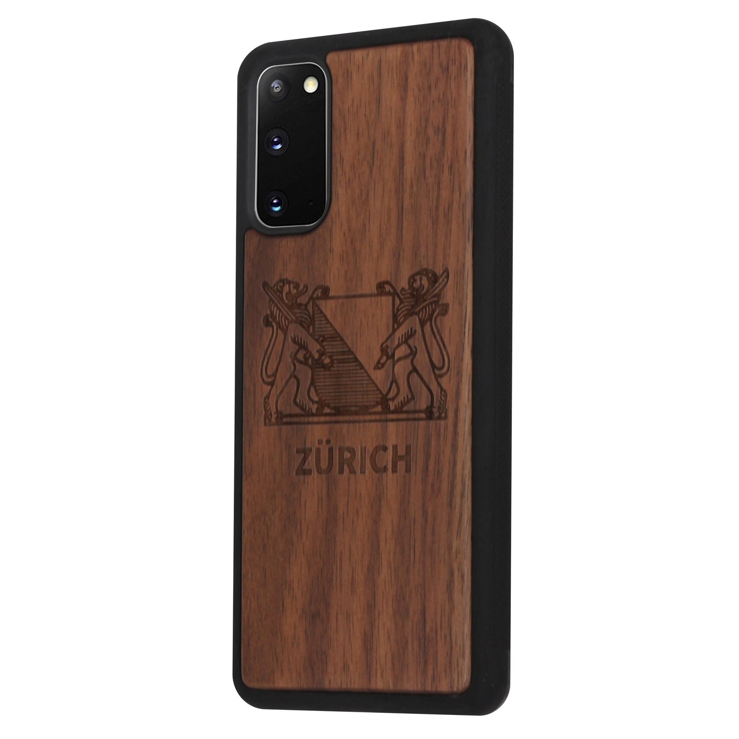 Zurich Coat of Arms Eden Case made of walnut wood for Samsung Galaxy S20