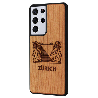 Coque Eden armoiries de Zurich en bois de cerisier pour Samsung Galaxy S21 Ultra