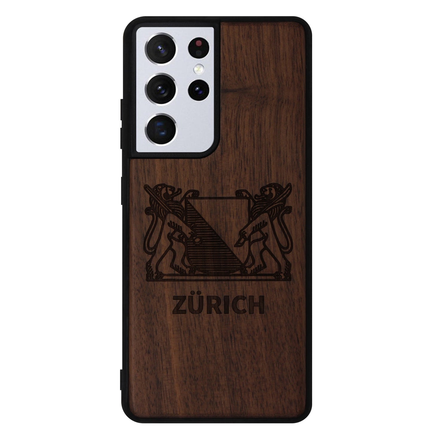 Zurich Coat of Arms Eden Case made of walnut wood for Samsung Galaxy S21 Ultra