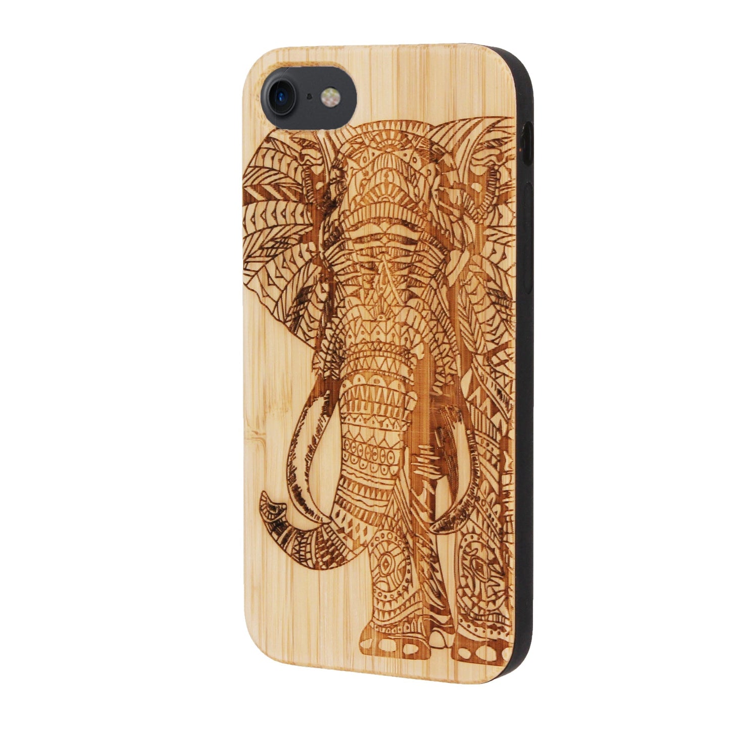 Coque en bambou Éléphant Eden pour iPhone 6/6S/7/8/SE 2/SE 3