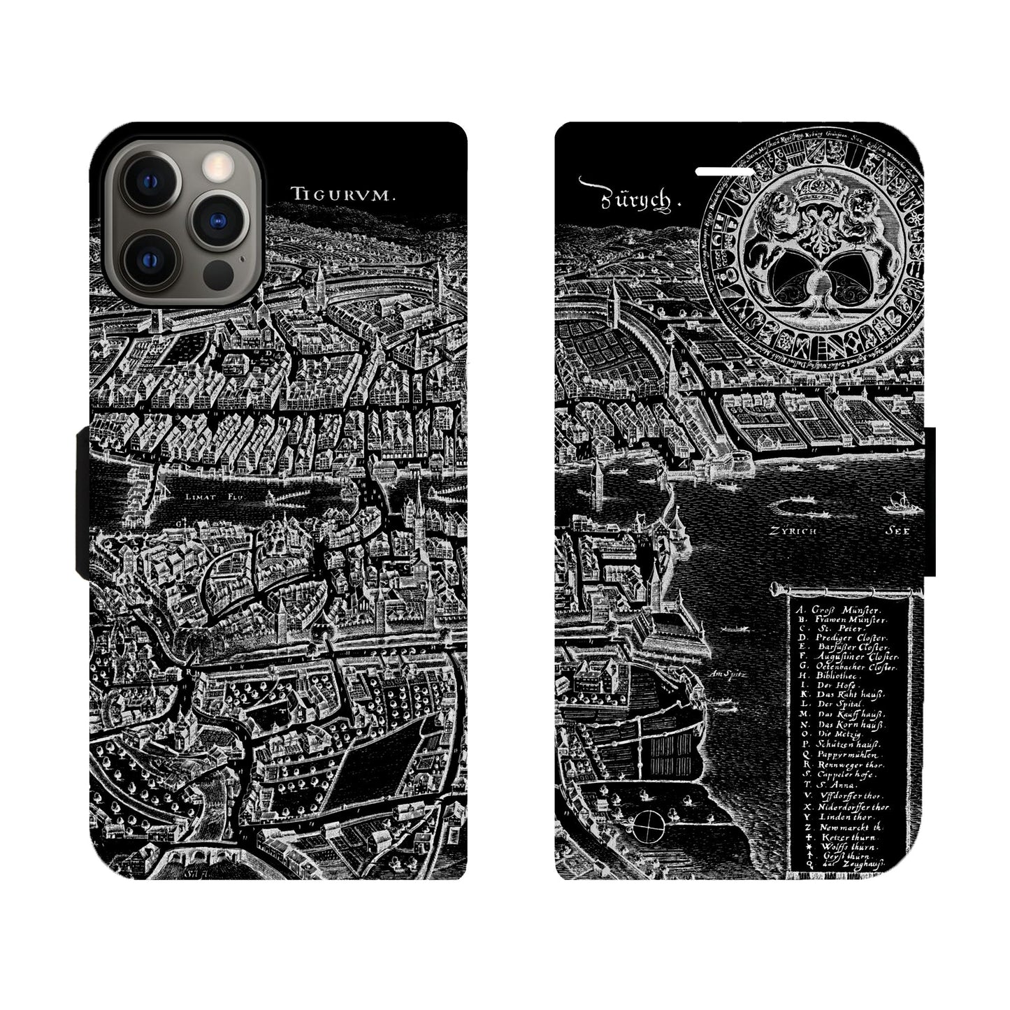 Zürich Merian Negativ Victor Case für iPhone 12/12 Pro