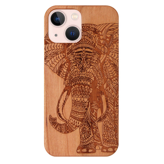Elephant Eden case made of cherry wood for iPhone 13 Mini
