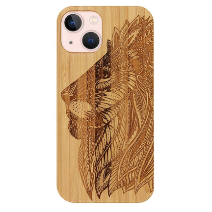 Coque en bambou Lion Eden pour iPhone 13/14