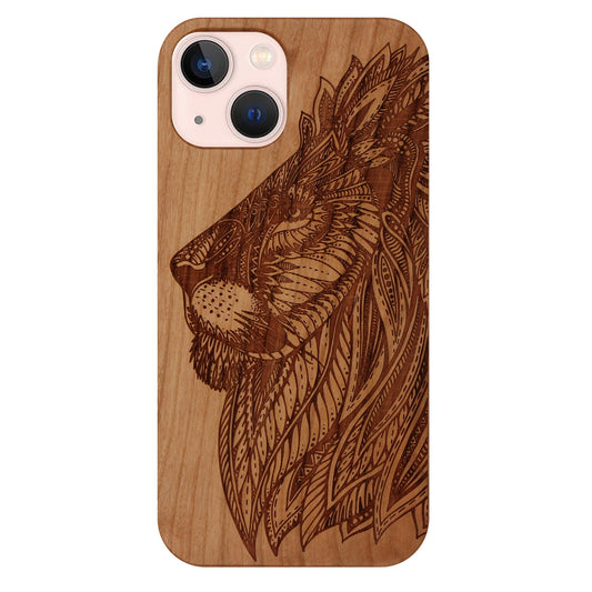 Coque Eden Lion en bois de cerisier pour iPhone 13 Mini