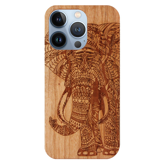 Elephant Eden case made of cherry wood for iPhone 13 Pro