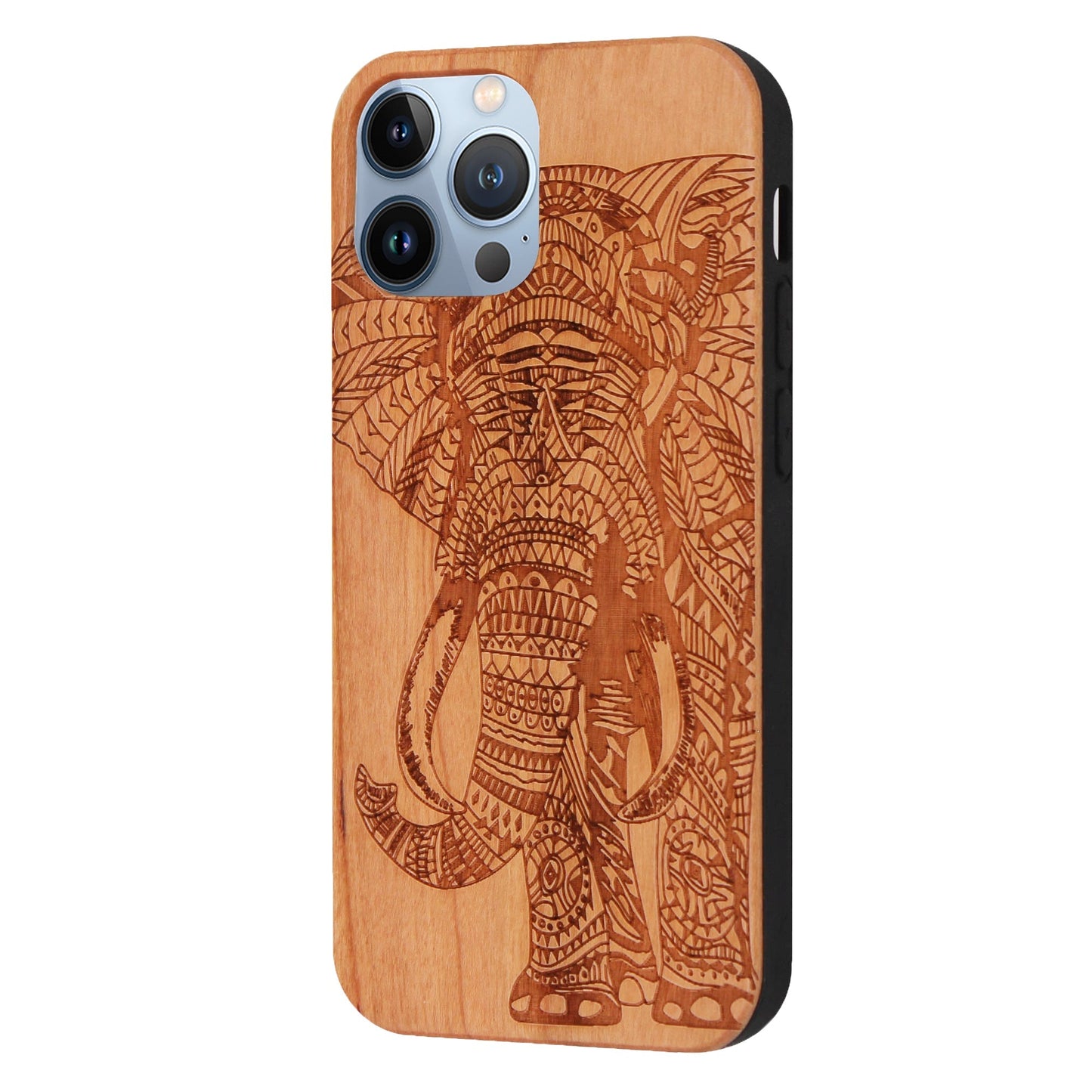 Coque Eden Éléphant en bois de cerisier pour iPhone 13 Pro Max