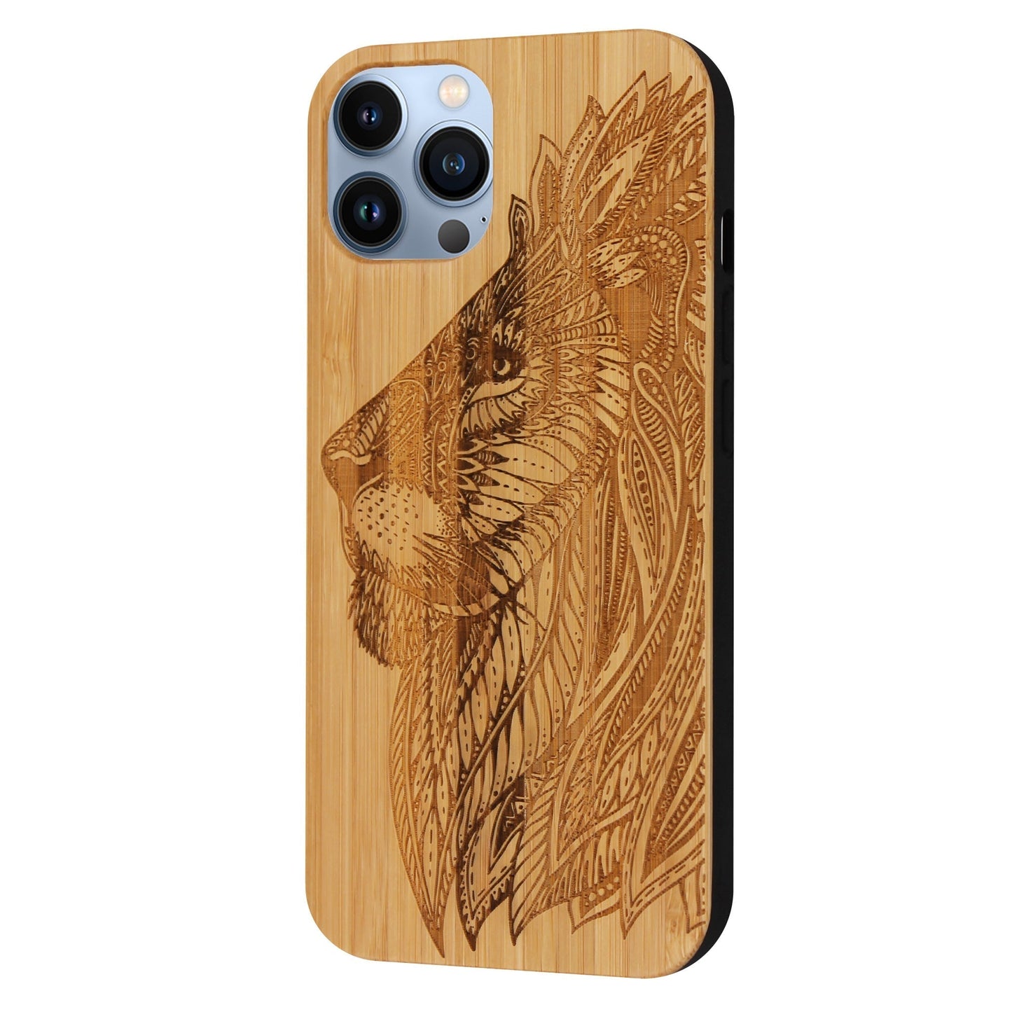 Coque en bambou Lion Eden pour iPhone 14 Pro Max