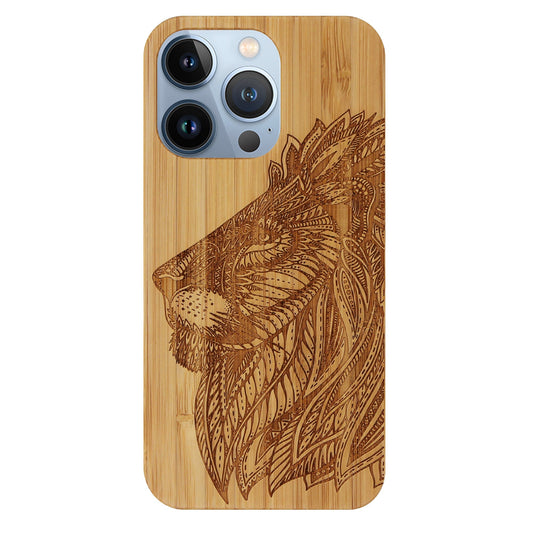 Coque en bambou Lion Eden pour iPhone 13 Pro