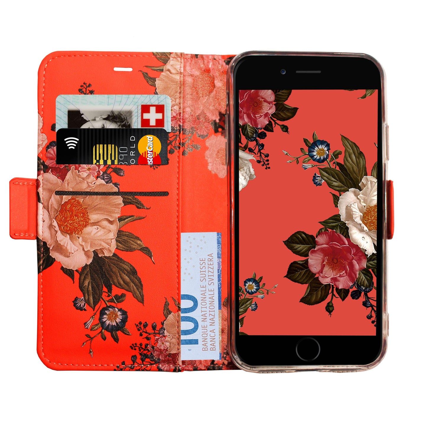 Blumen auf Rot Victor Case für iPhone 6/6S/7/8 Plus
