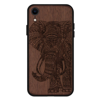 Elephant Eden case for iPhone XR made of walnut wood