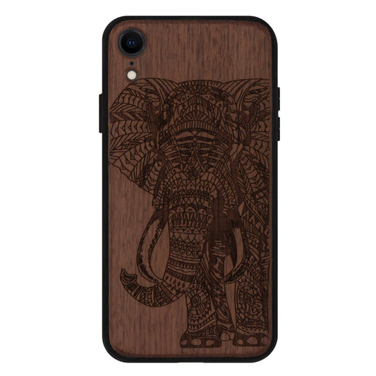 Coque Elephant Eden en bois de noyer pour iPhone XR