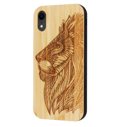 Coque en bambou Lion Eden pour iPhone XR 