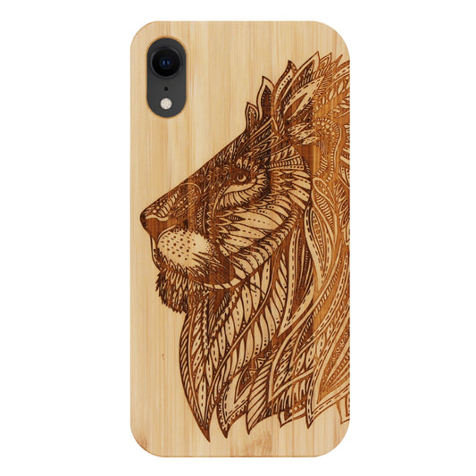 Coque en bambou Lion Eden pour iPhone XR 