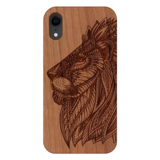 Coque Eden lion en bois de cerisier pour iPhone XR 