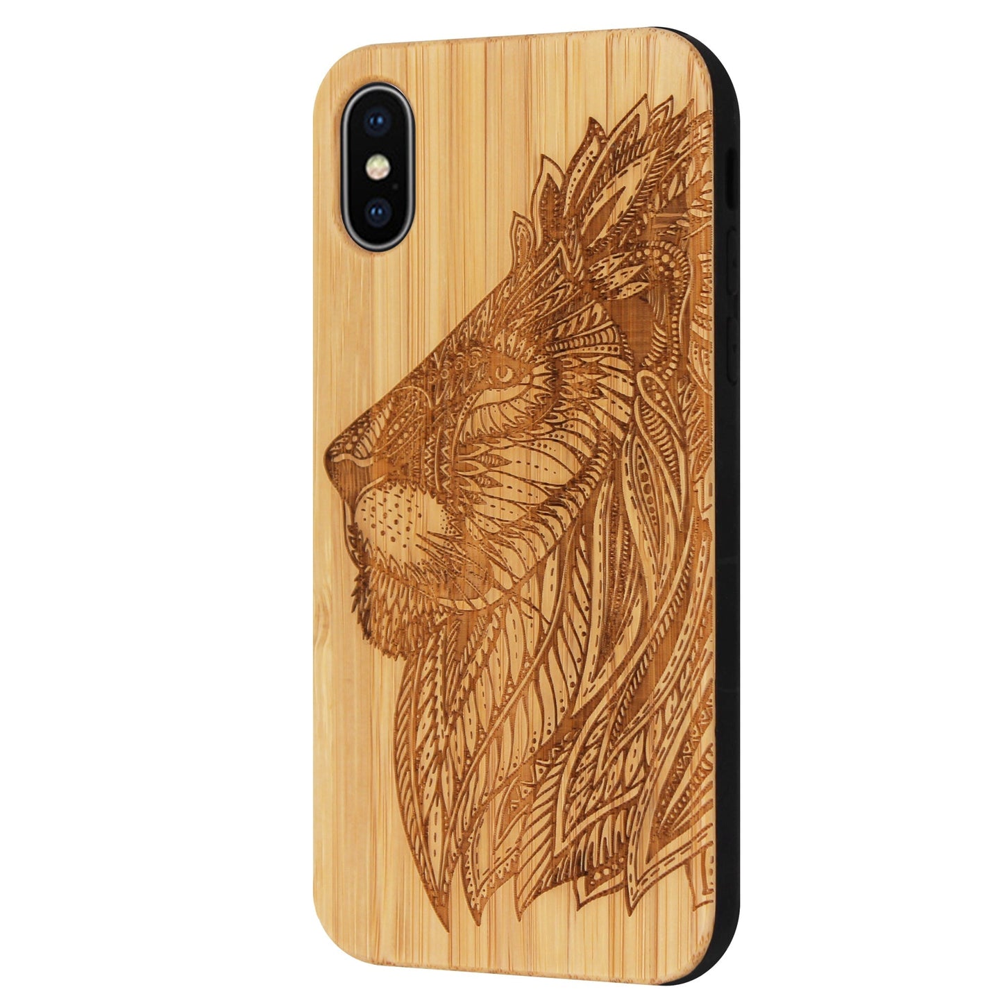 Coque en bambou Lion Eden pour iPhone X/XS